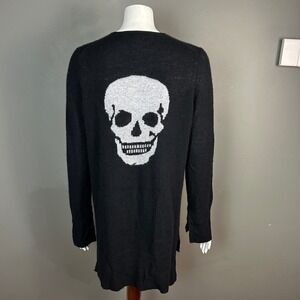Skull Cashmere Sweater Cardigan Small Longline Skull black Whimsigoth Indie